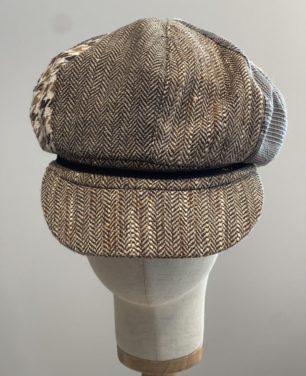 Cappelli Hat Cap Newsboy Mens One Size Brown Herringbone Tweed Lined Adjustable